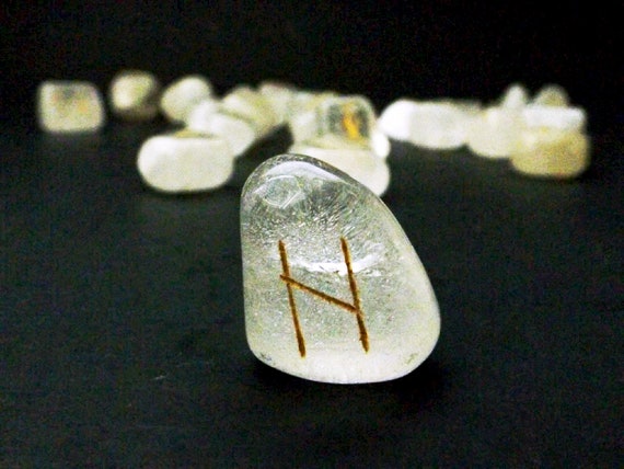 Quartz Crystal Rune Set Elder Futhark Divination - 